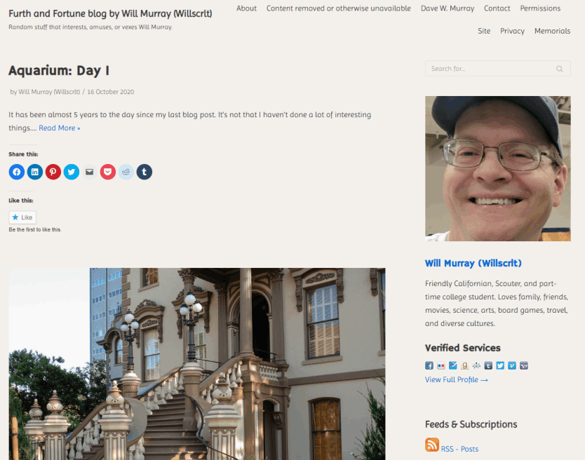 Screenshot of WillMurray.name website