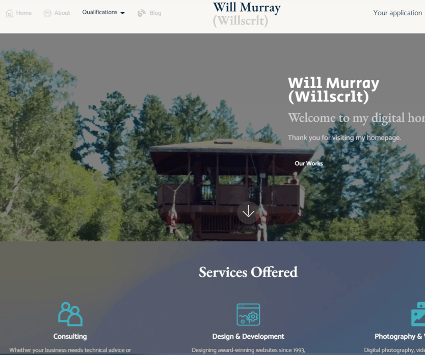Screenshot of WillMurray.us website