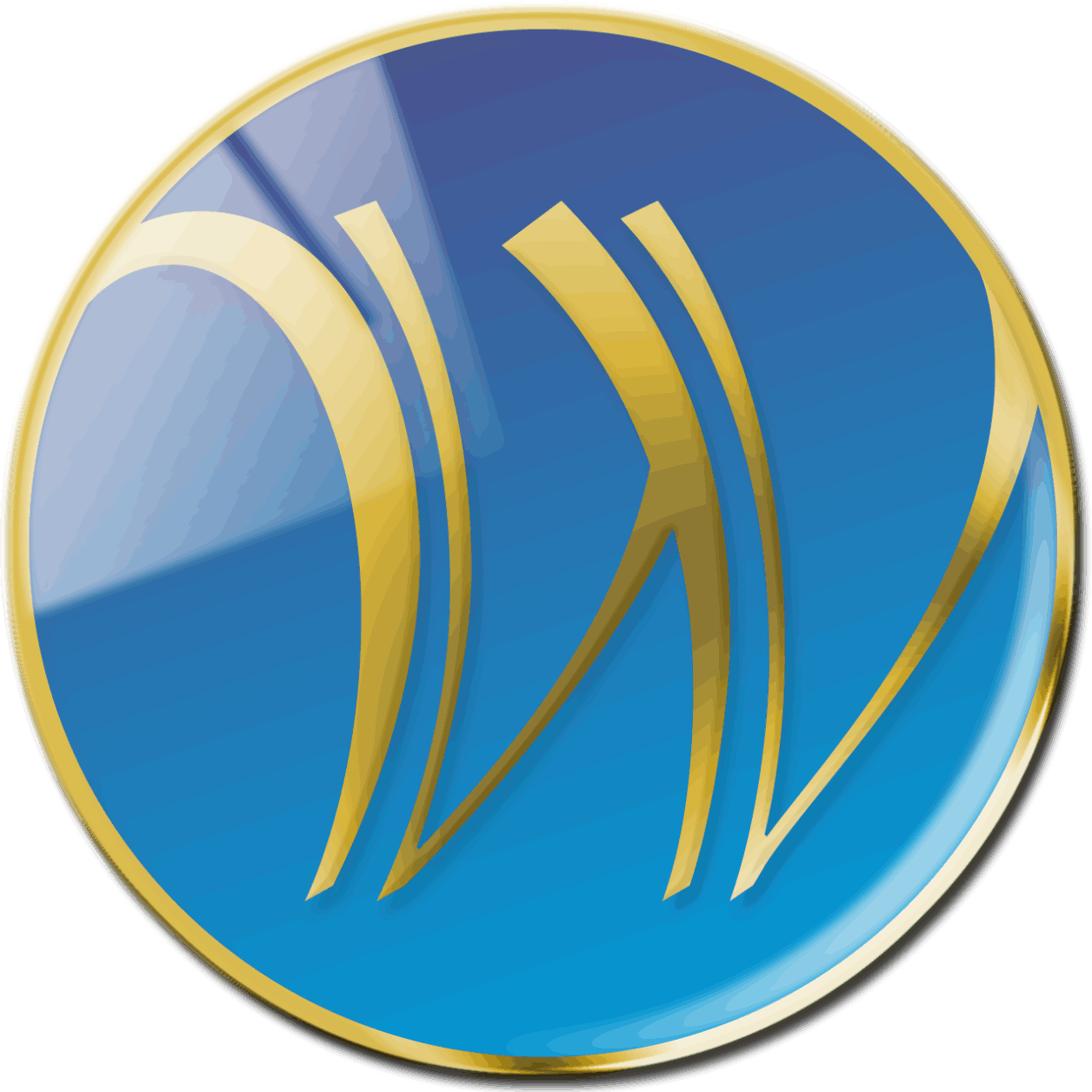 Logo with a glossy, stylized letter W